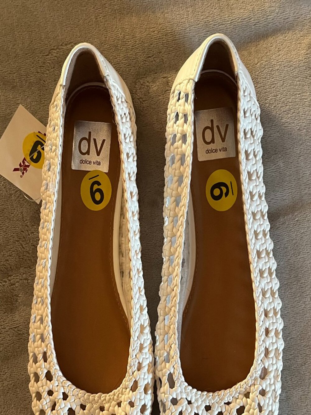 NEW-Dolce Vita Basketweave Flat Shoes, Cream/Size 9
